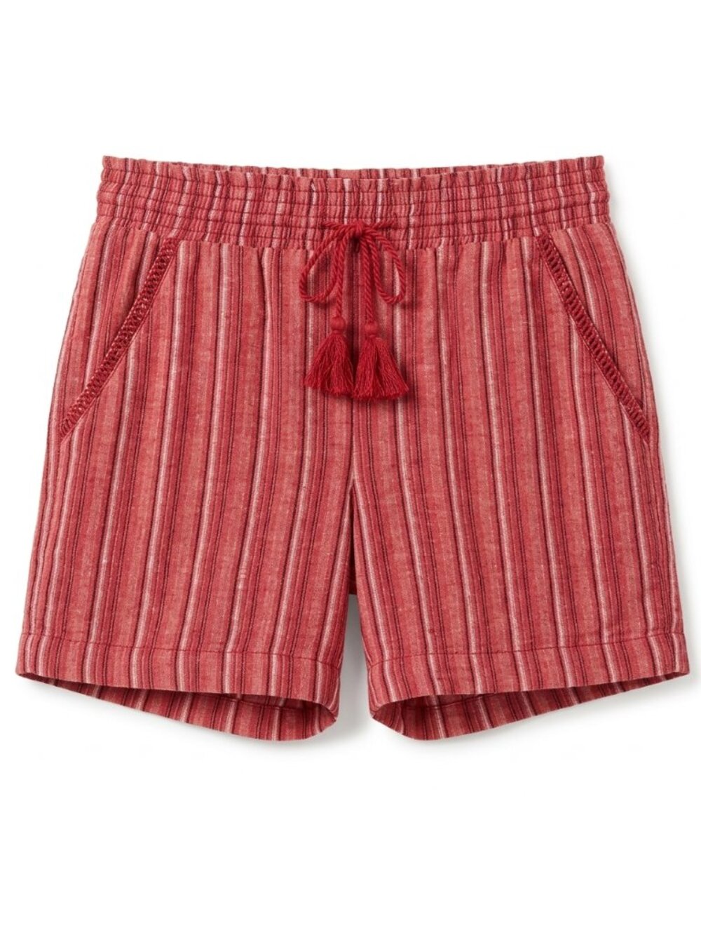* 3 FOR $23 * NEW Briggs Linen Blend Stripe Pull On Elastic Waist Boho Shorts 24